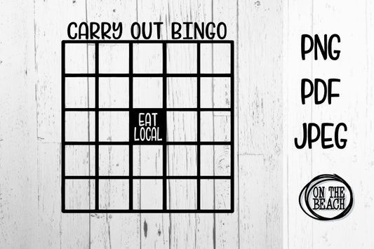Carry Out Bingo Template - PNG JPEG PDF