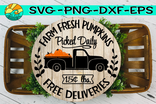 Farm Fresh Pumpkin Truck -SVG - DXF - EPS - PNG