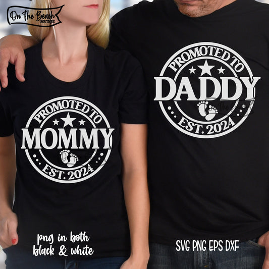 Promoted Mommy Daddy 2024 SVG PNG EPS DXF - 2 Designs