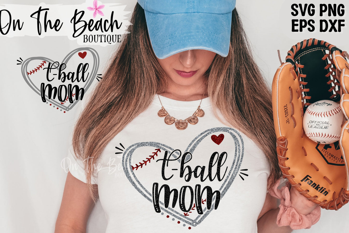 T-Ball MOM SVG PNG with Glitter look