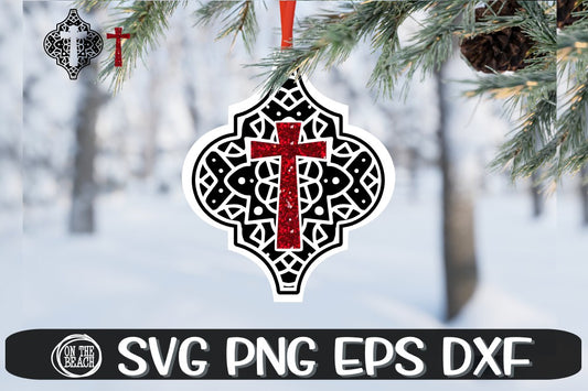 Arabesque Tile Ornament - Christmas- Cross - SVG PNG DXF EPS