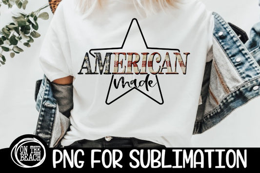 American Made - Star - Vintage Flag - PNG for Sublimation