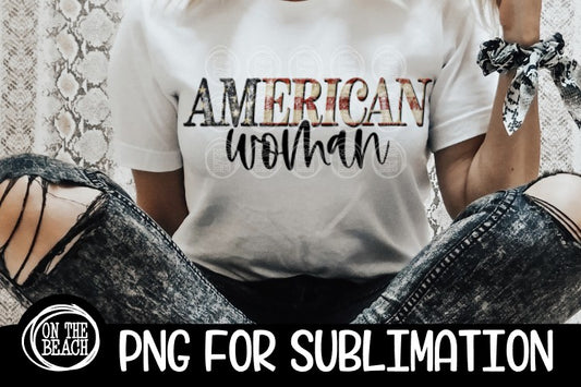 American Woman- Vintage Flag - PNG for Sublimation