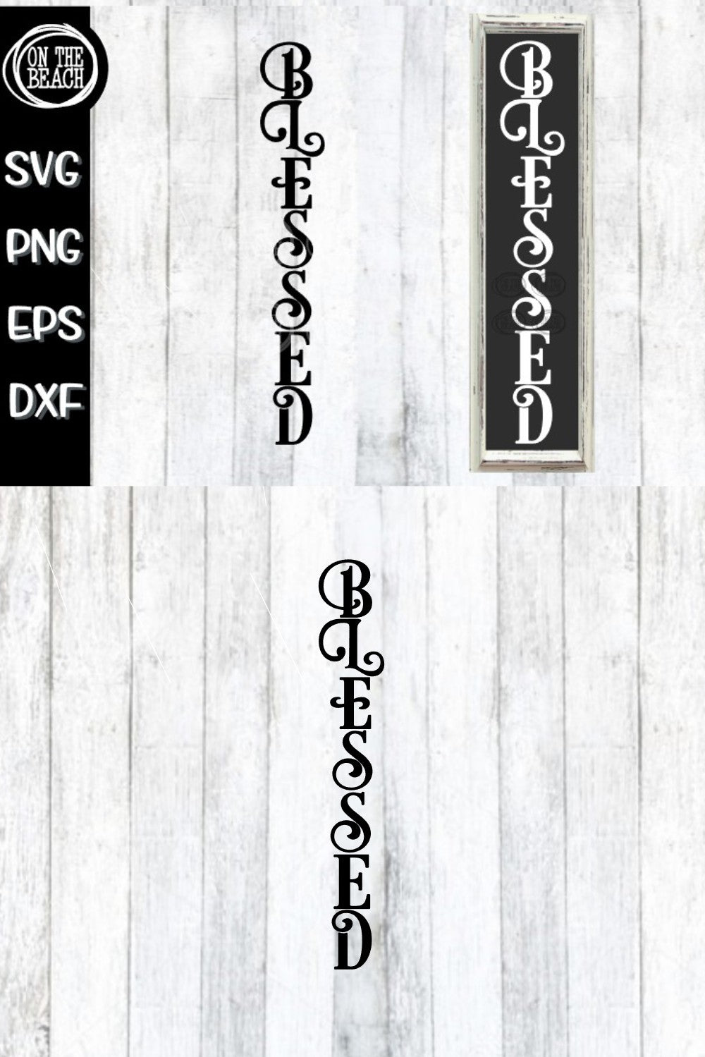 BLESSED SVG - Vertical Sign Design - SVG PNG EPS DXF