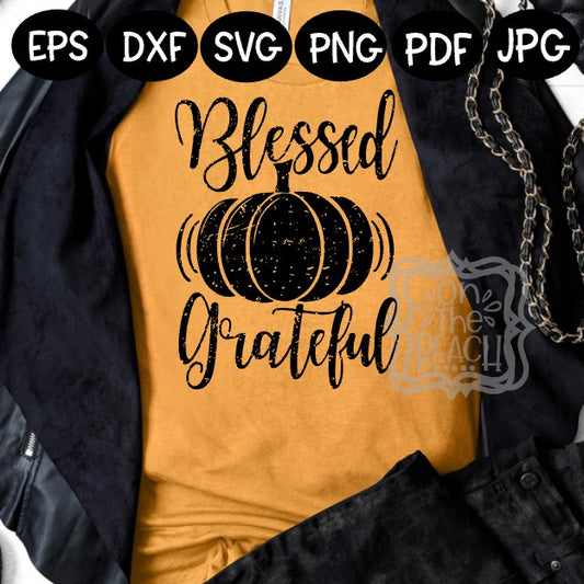 Blessed Grateful Pumpkin Grunge Design SVG