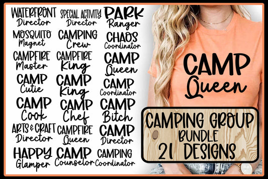 Camping Group Bundle  | 21 Designs | SVG PNG EPS DXF |  Cutting Sublimation