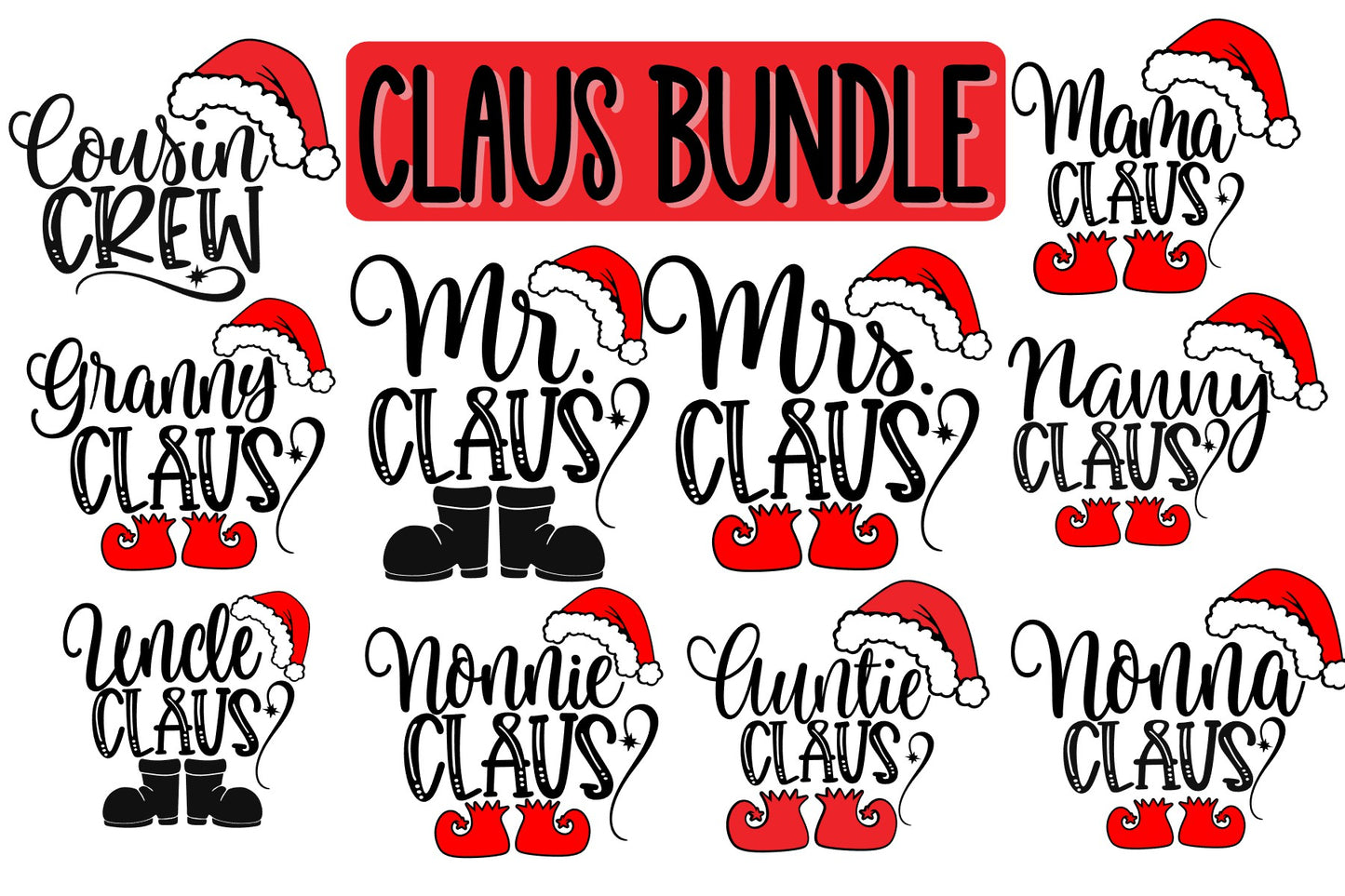 Claus Family Bundle - SVG PNG EPS DXF