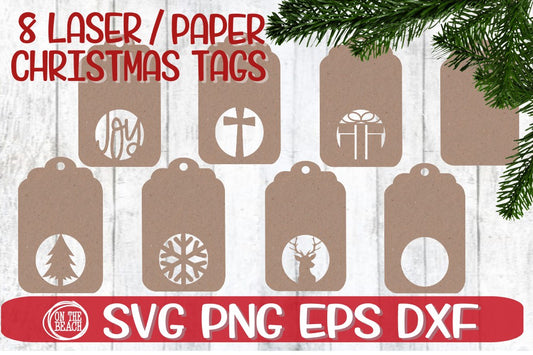 CHRISTMAS TAGS - Laser - Paper - SVG PNG EPS DXF