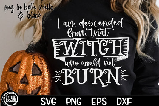 I Am Descended From That Witch Who Would Not Burn SVG PNG EPS DXF