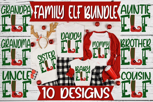 ELF Family Bundle -10 Designs -  SVG - PNG - EPS - DXF