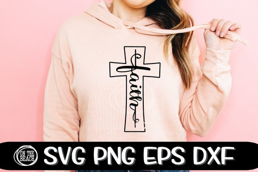 Faith - Cross - Script - SVG PNG DXF EPS