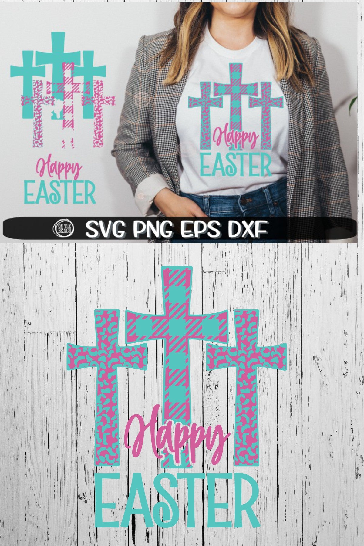 Happy Easter - Color - Cross - Plaid - Leopard - Easter - SVG - PNG DXF EPS