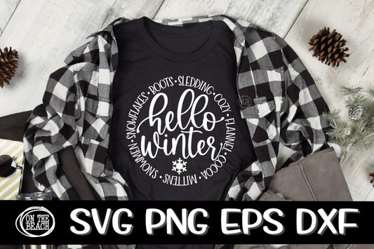 Hello Winter - Circle - Words  - SVG PNG EPS DXF