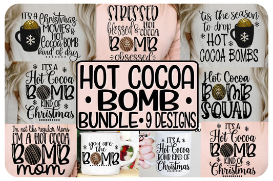 HOT COCOA BOMB - BUNDLE - 9 DESIGNS - SVG PNG EPS DXF