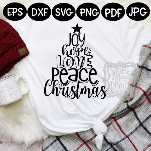 Christmas SVG, Christmas, Christmas Tree SVG, Christmas Tree, Joy hope love peace Christmas, Holiday SVG, Joy svg, peace svg, cutting file