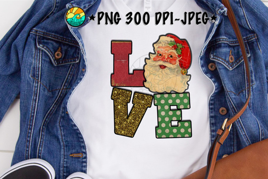 LOVE - Santa - PNG for Sublimation
