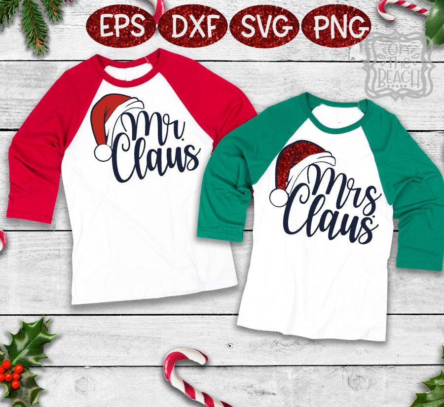 Mr. and Mrs. Claus SVG with Santa Hats