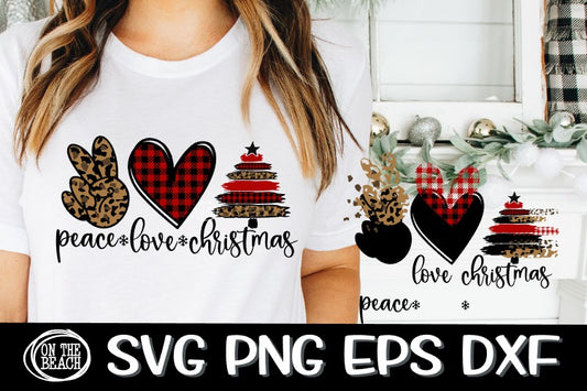 Christmas SVG - Peace - Love - Christmas - Leopard - Plaid