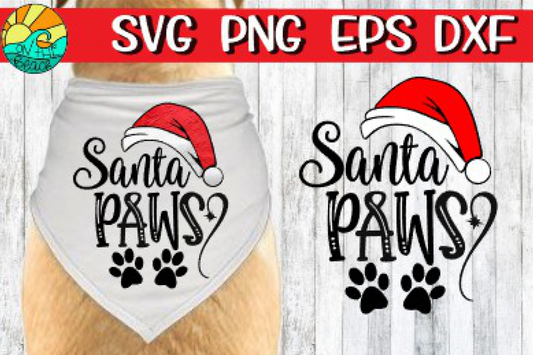 Santa Paws - Pet - Paws  - SVG PNG EPS DXF