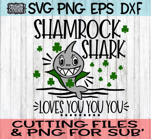 Shamrock Shark Love - SVG - PNG - EPS - DXF