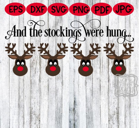 Christmas Reindeer Stocking Hanger Sign Design SVG