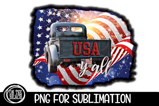 USA y'all - Vintage Truck  - PNG - Sublimation