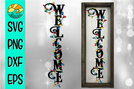 WELCOME - Christmas Lights - Vertical Sign - SVG PNG DXF EPS