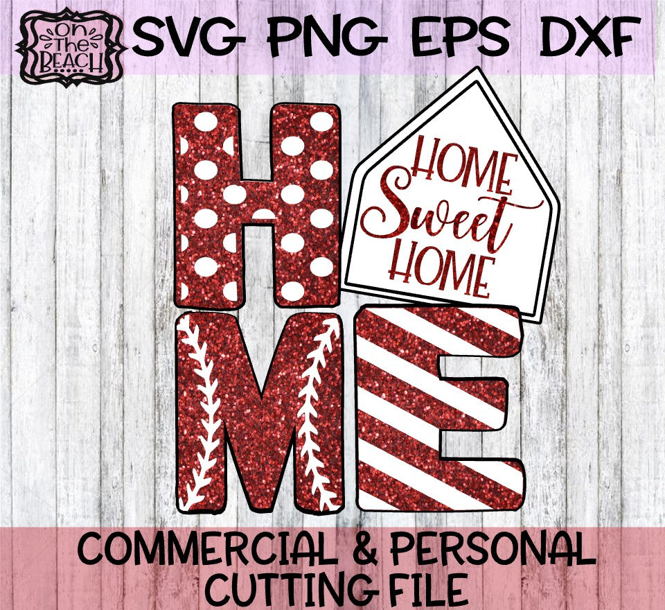 Home Sweet Home Baseball SVG - Glitter PNG