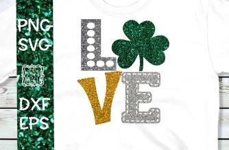 LOVE - Shamrock - St. Patrick's Day - SVG - PNG for Sublimation